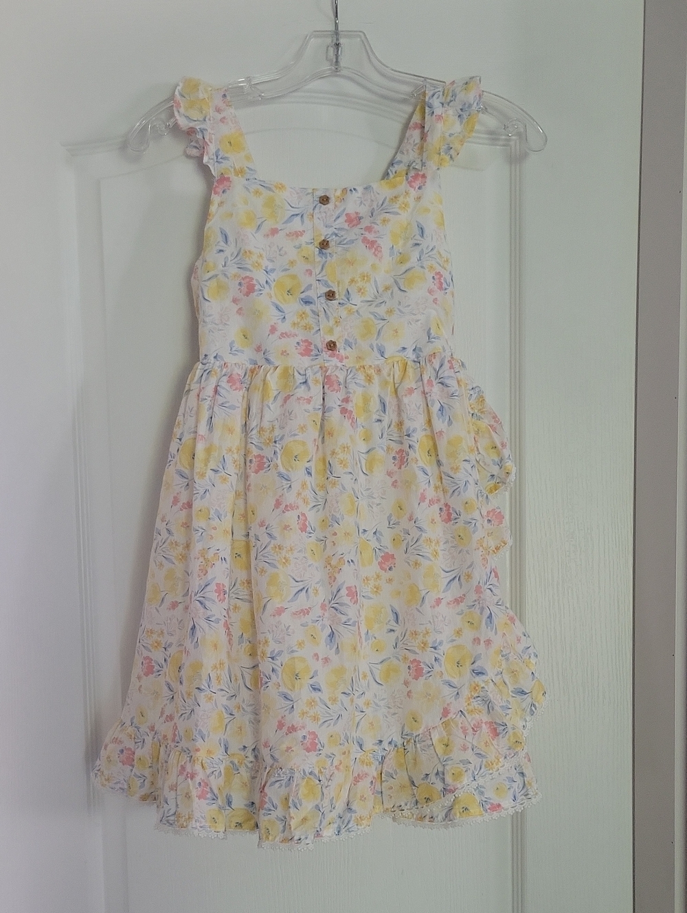 Tommy Bahama Yellow Floral Ruffle-Trim Sundress